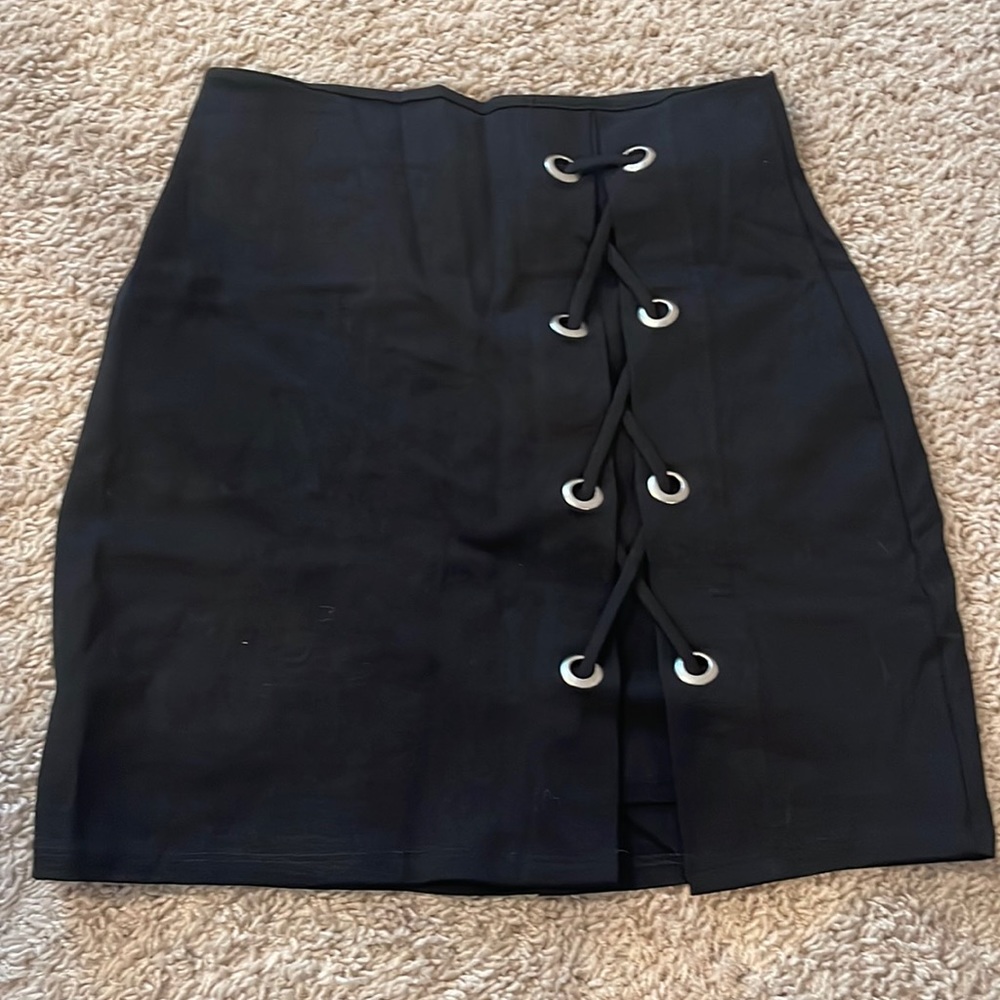 All black mini skirt